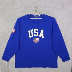 Polo Ralph Lauren Shirt Mens Paris 2024 USA Olympic Team Blue Sz 4XL Long Sleeve
